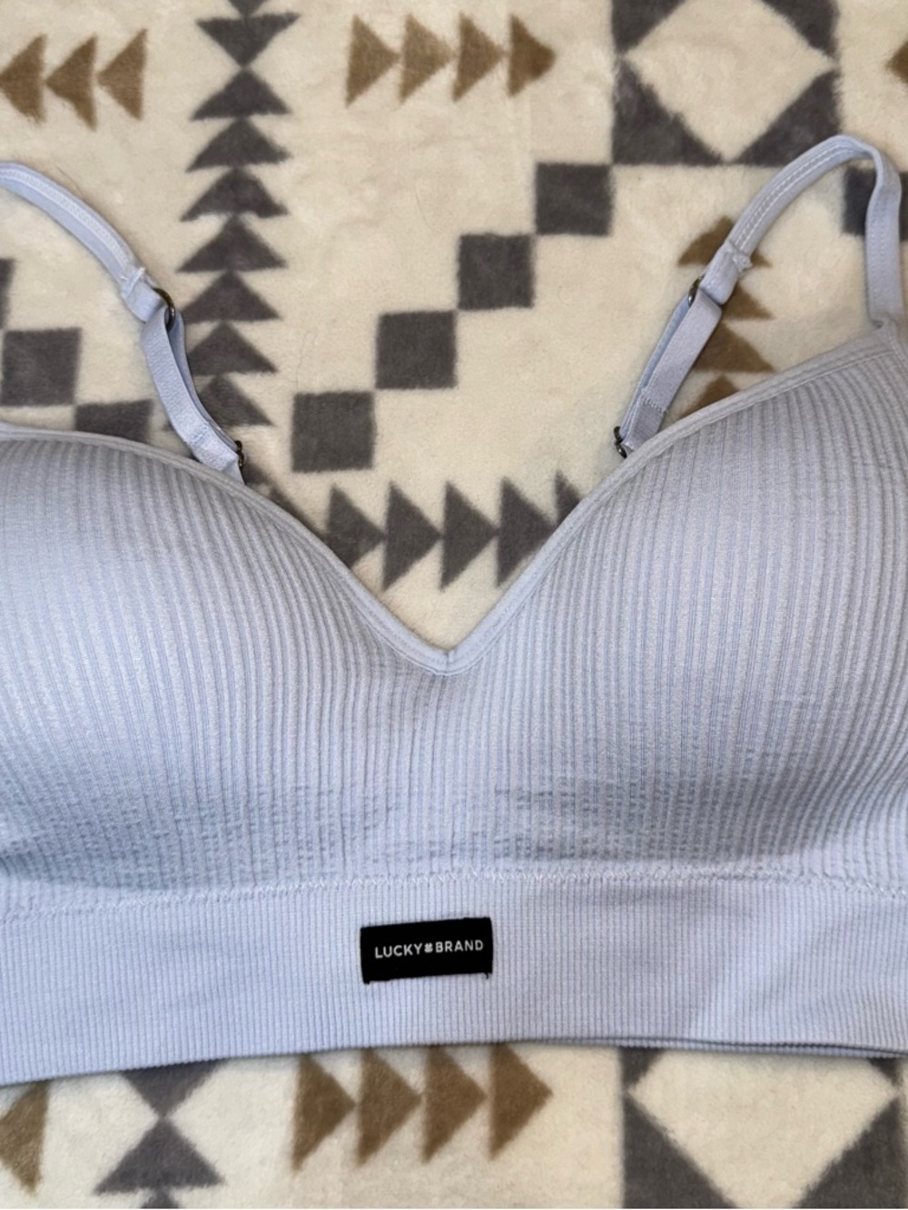 Lucky Brand Pale Blue Ribbed Wireless Bralette